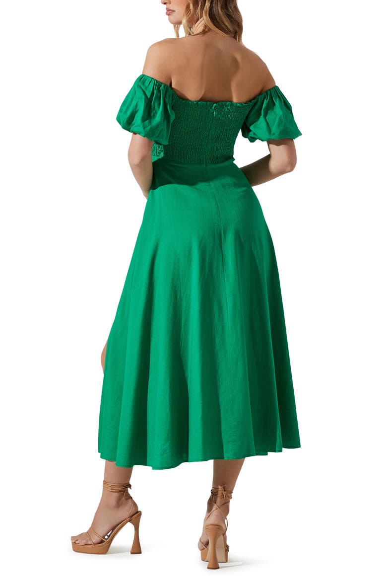 Off the Shoulder A-Line Dress, Alternate, color, GREEN