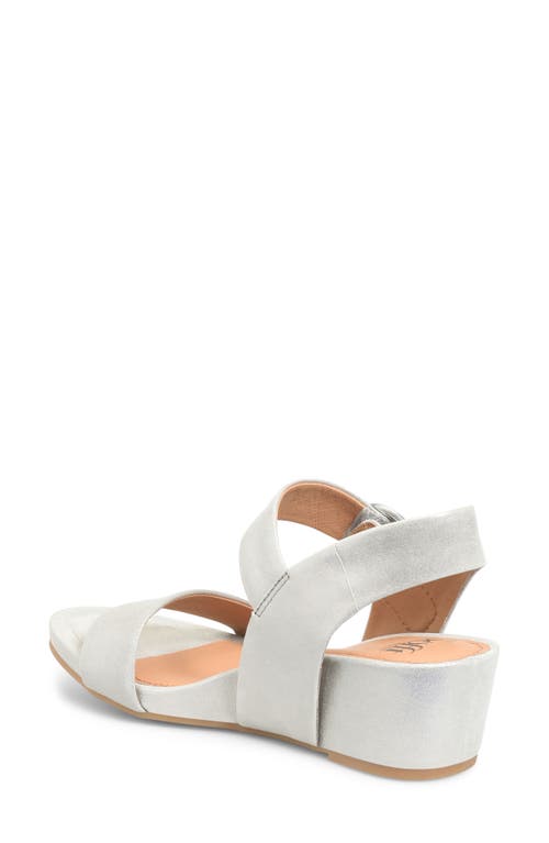 Söfft Vaya Ankle Strap Wedge Sandal In Silver/stone