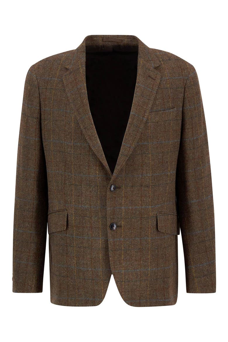 Sullivan Brown Tattersall Wool Blend Flannel Sport Coat, Alternate, color, BROWN