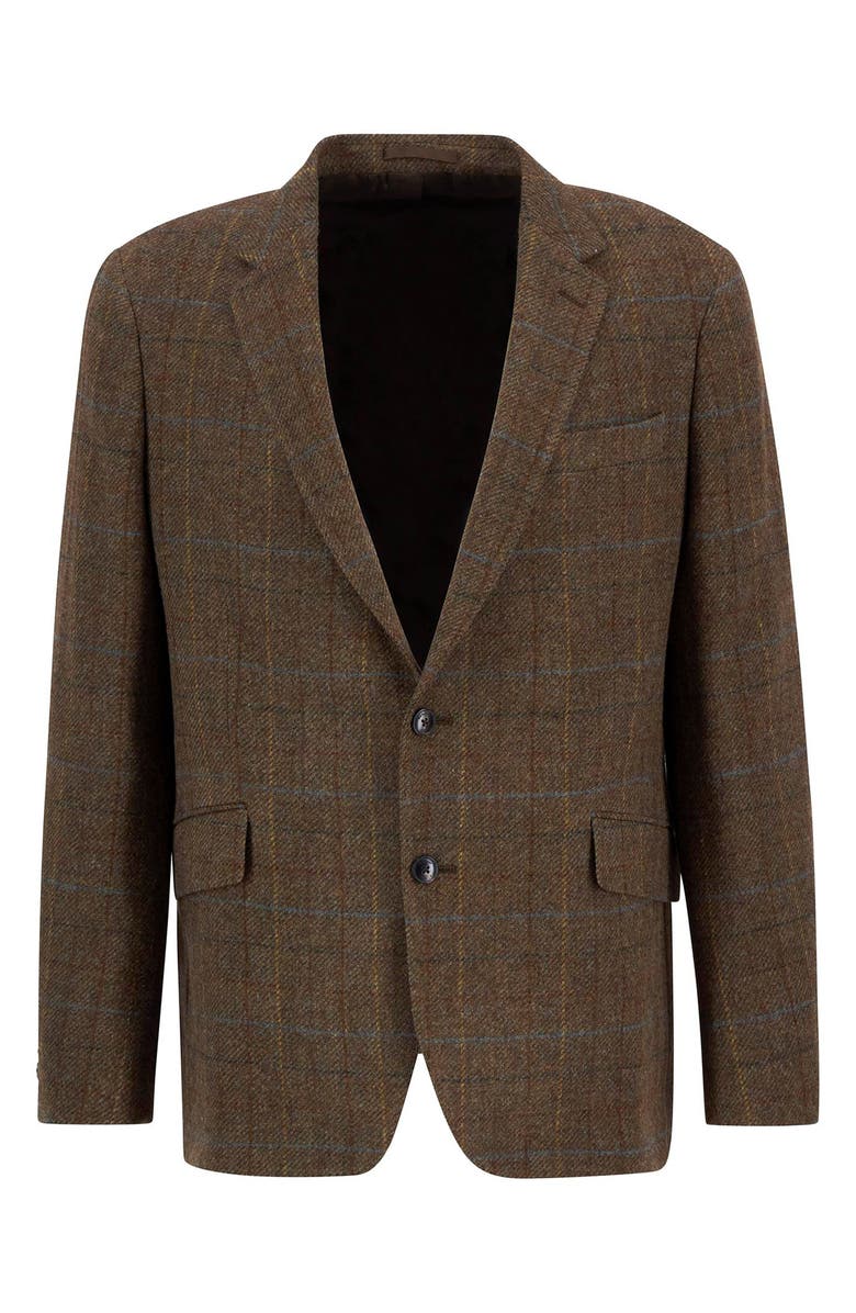 Barbour Sullivan Brown Tattersall Wool Blend Flannel Sport Coat, Alternate, color, Brown