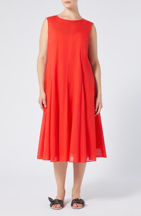 Corvino Sleeveless Cotton Voile Midi Dress (Plus)