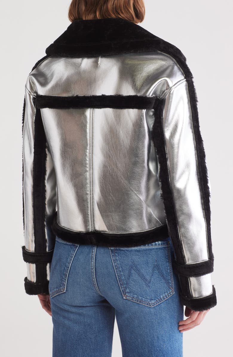 Vigoss Metallic Faux Fur Peacoat, Alternate, color, 