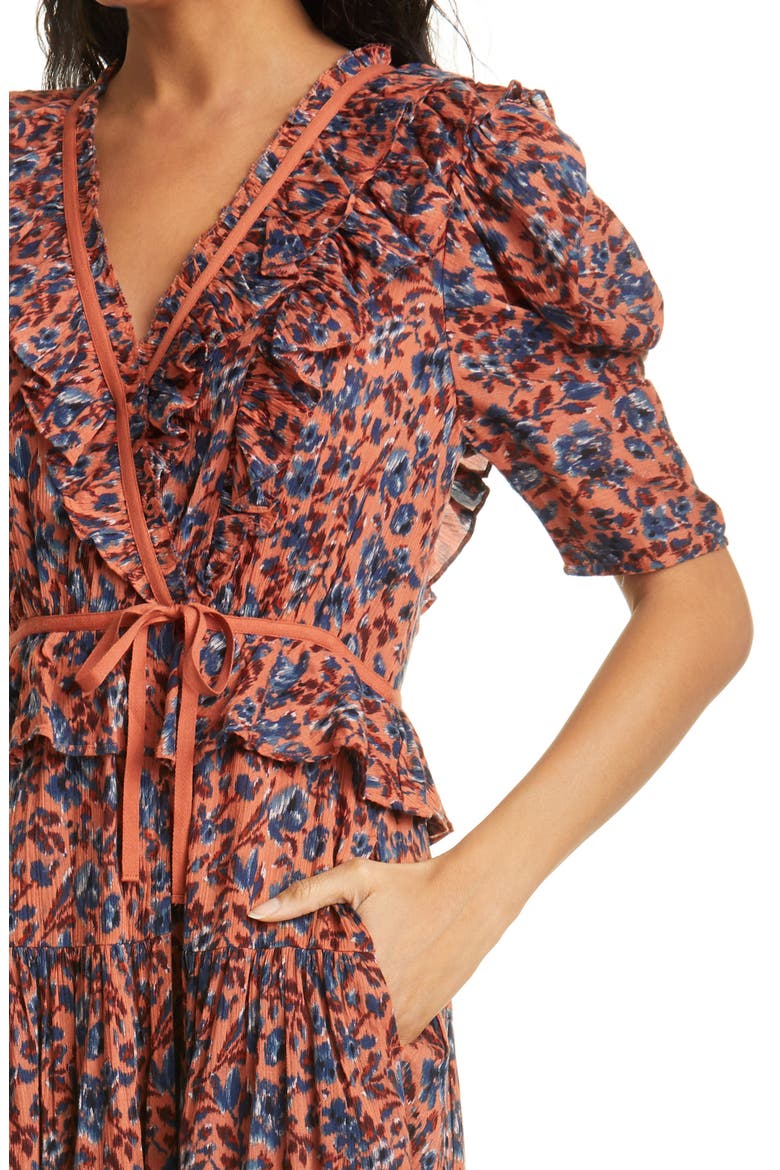 Lisette Floral Cotton Midi Dress, Alternate, color, ROSEWOOD