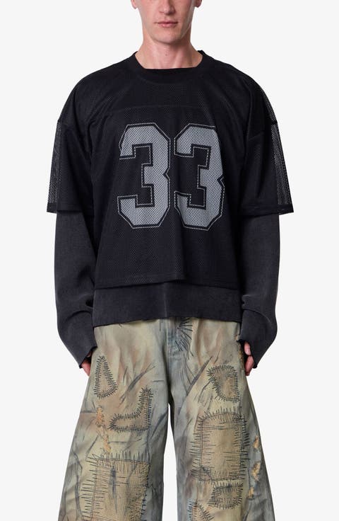 Layered Look Mesh Football Jersey