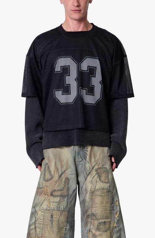 Mnml Layered Look Mesh Football Jersey In Black