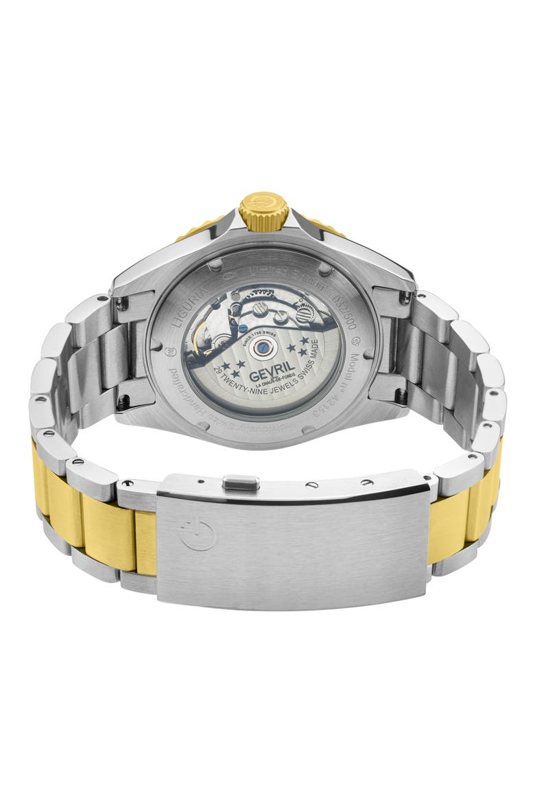 Liguria Two-Tone Swiss Automatic Bracelet Watch, 42mm, Alternate, color, SILVER/ YELLOW GOLD