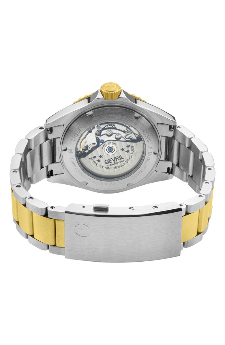 GV2 Liguria Two-Tone Swiss Automatic Bracelet Watch, 42mm, Alternate, color, Silver/ Yellow Gold