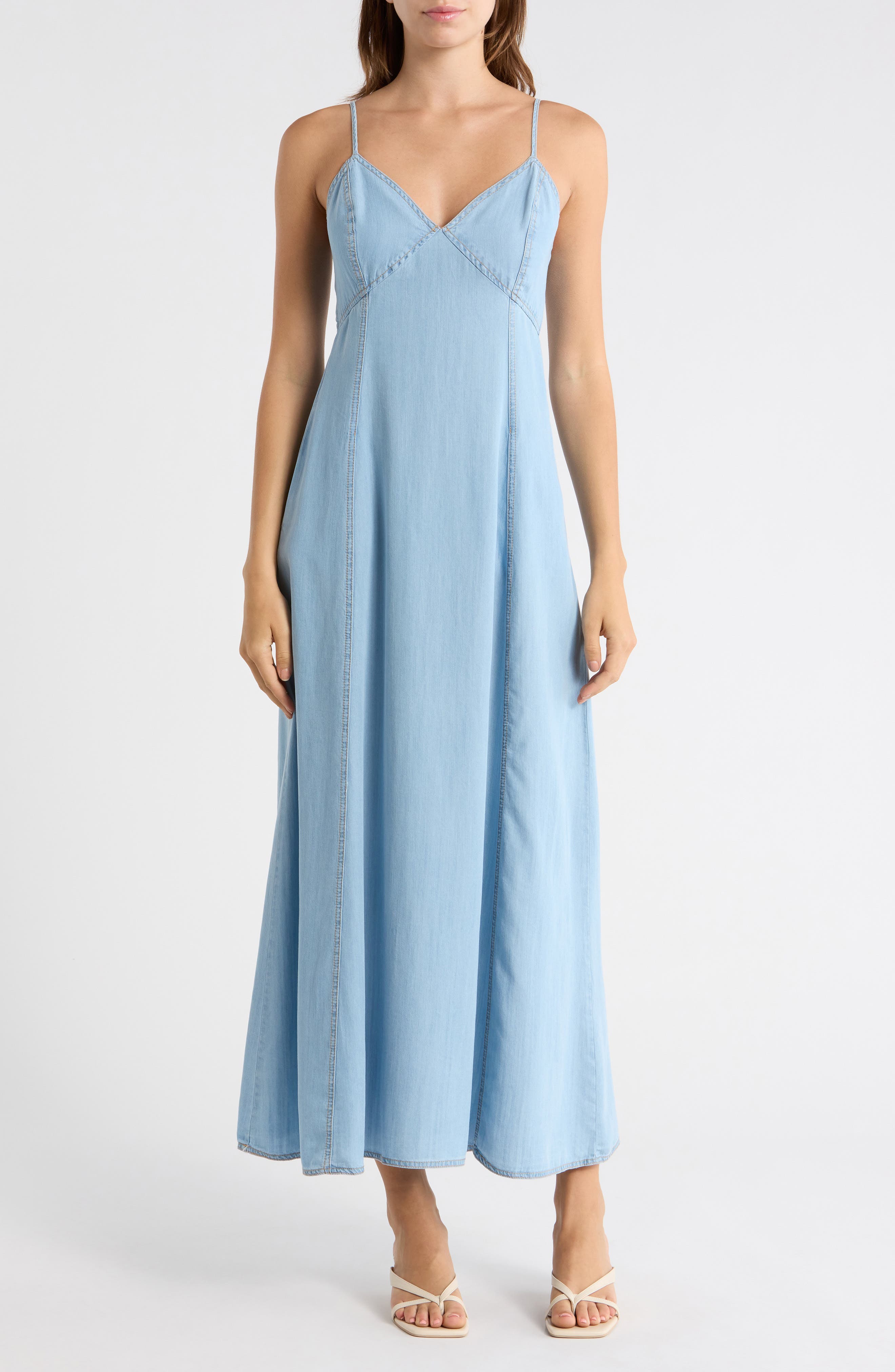1.STATE Empire Waist Chambray Maxi Dress
