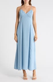 1.STATE Empire Waist Chambray Maxi Dress