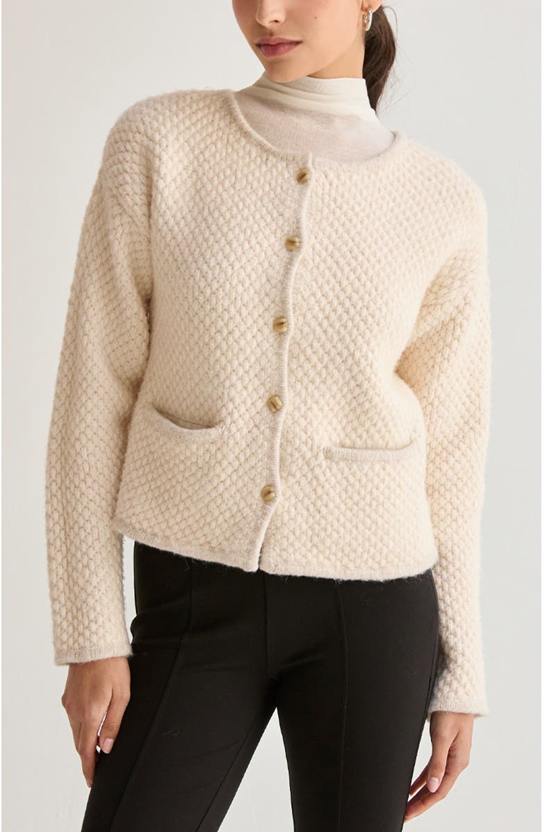 CRESCENT Boucle Knit Jacket, Alternate, color, Cream