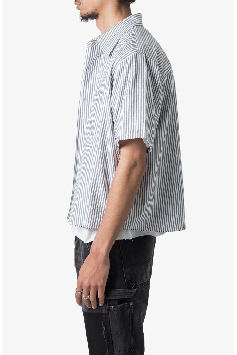 Stripe Short Sleeve Button-Up Shirt, Alternate, color, GREY/ WHITE