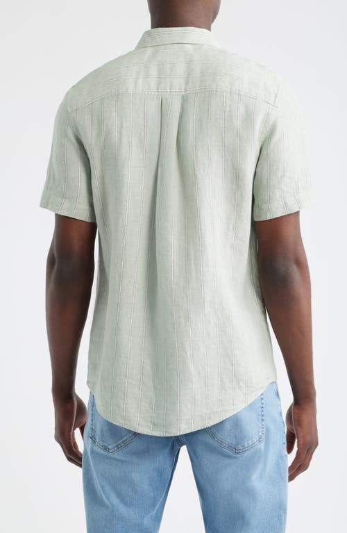 Nordstrom Stripe Short Sleeve Linen Button-up Shirt