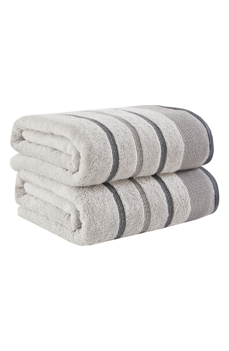 Woven & Weft Luxurious Cotton 2-Pack Decorative Bath Towel Set, Main, color, Light Grey / Mid Grey