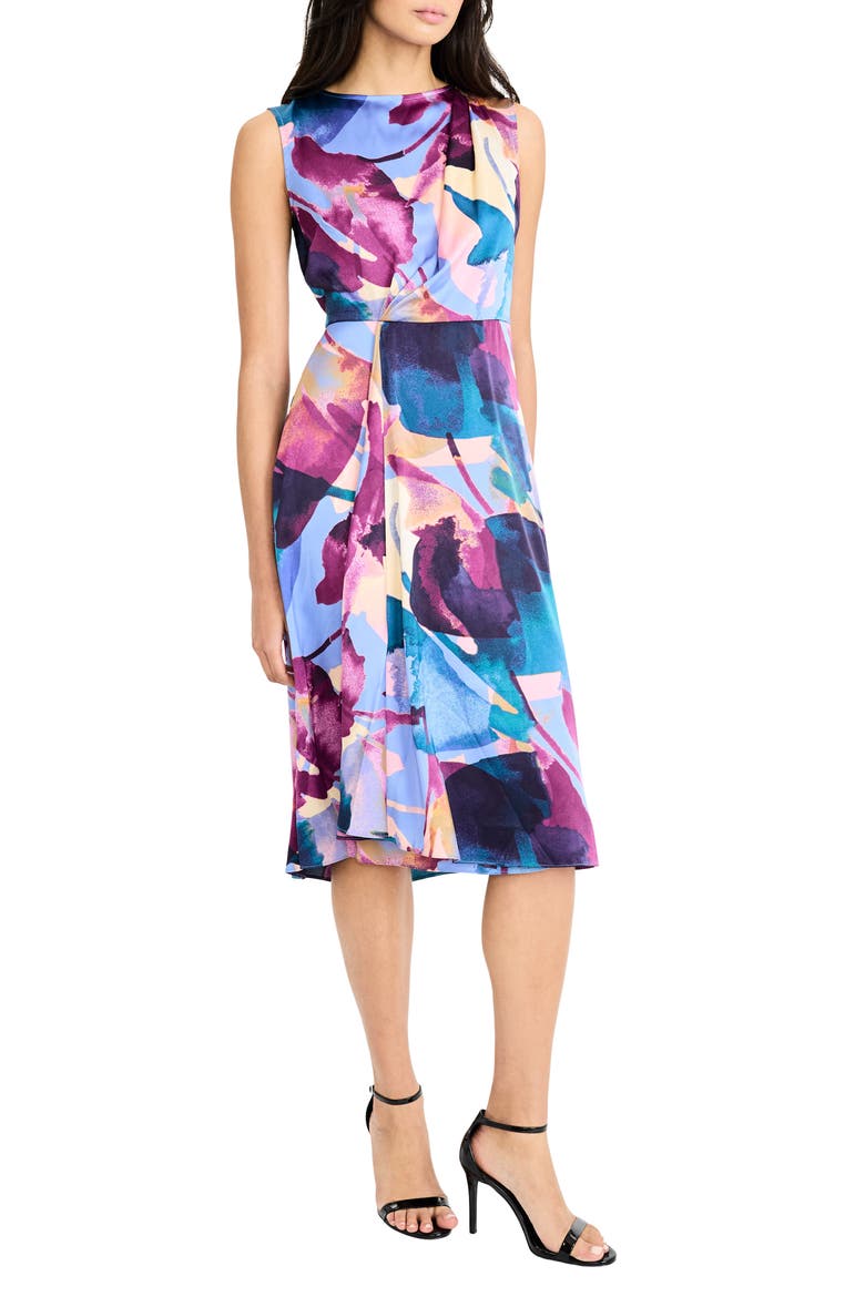 Asymmetric A-Line Midi Dress, Alternate, color, BLUE/ GRAPE