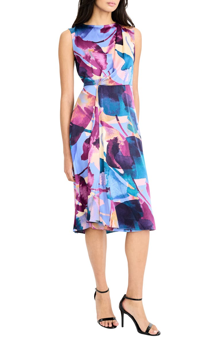 Maggy London Asymmetric A-Line Midi Dress, Alternate, color, Blue/ Grape