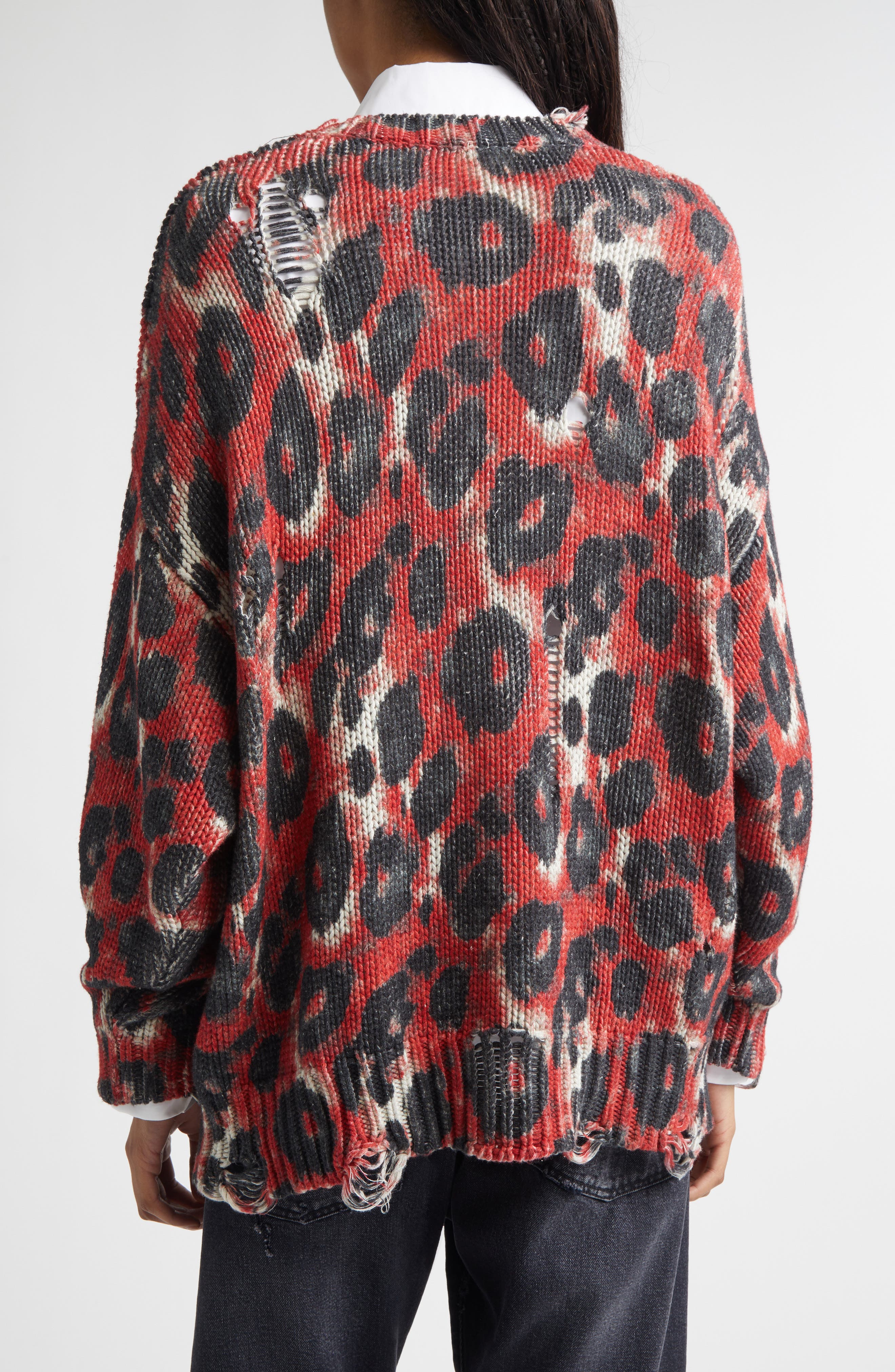 Distressed Leopard Print Sweater (Women) | Nordstrom