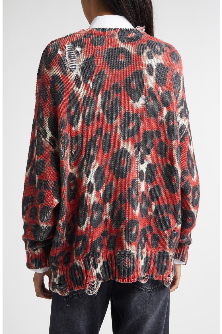 Distressed Leopard Print Sweater, Alternate, color, RED/ BLACK LEOPARD