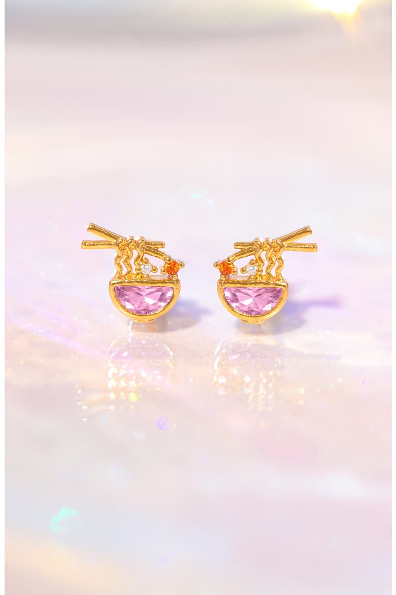 Ramen Stud Earrings, Alternate, color, GOLD