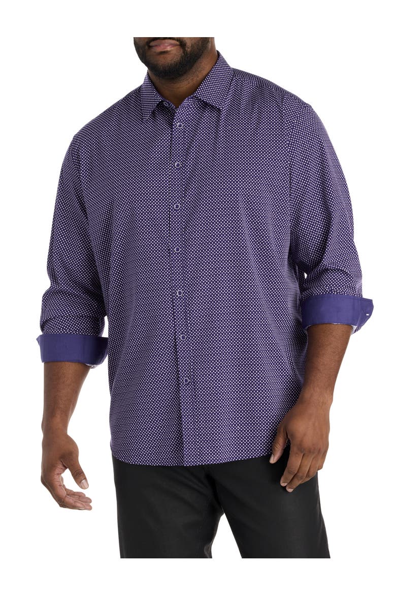 Big & Tall Diamond Print Sport Shirt, Main, color, PURPLE