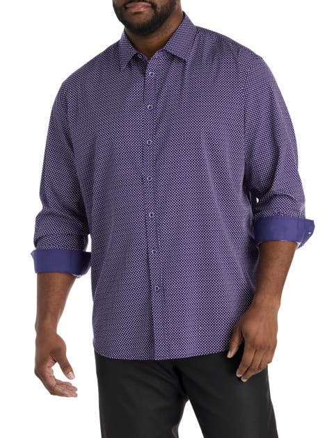 Big & Tall Diamond Print Sport Shirt