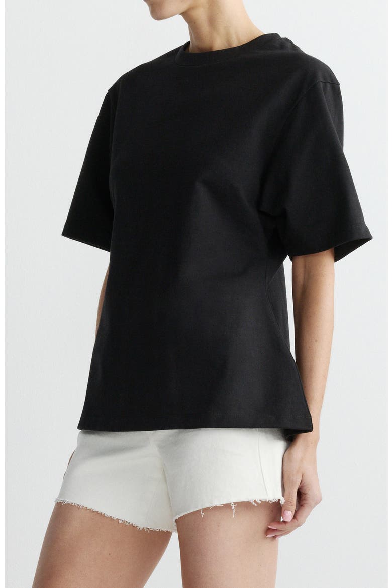 Cotton Jersey Peplum Girlfriend T-Shirt, Alternate, color, BLACK