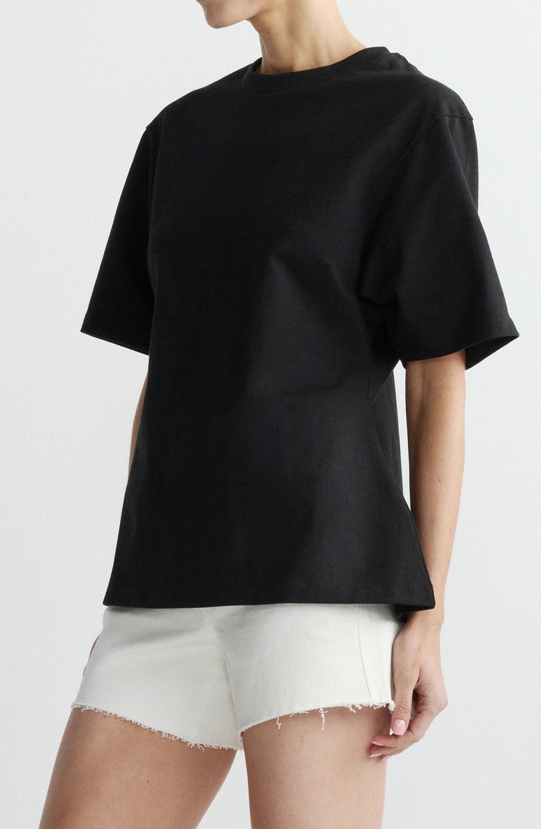 DL1961 Cotton Jersey Peplum Girlfriend T-Shirt, Alternate, color, Black