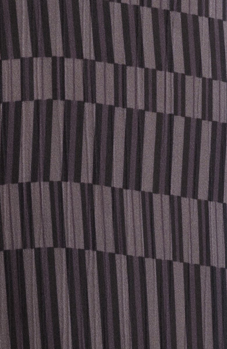 Open Edit Oversize Geo Print Short Sleeve Silk Button-Up Shirt, Alternate, color, Black Eccentric Lines