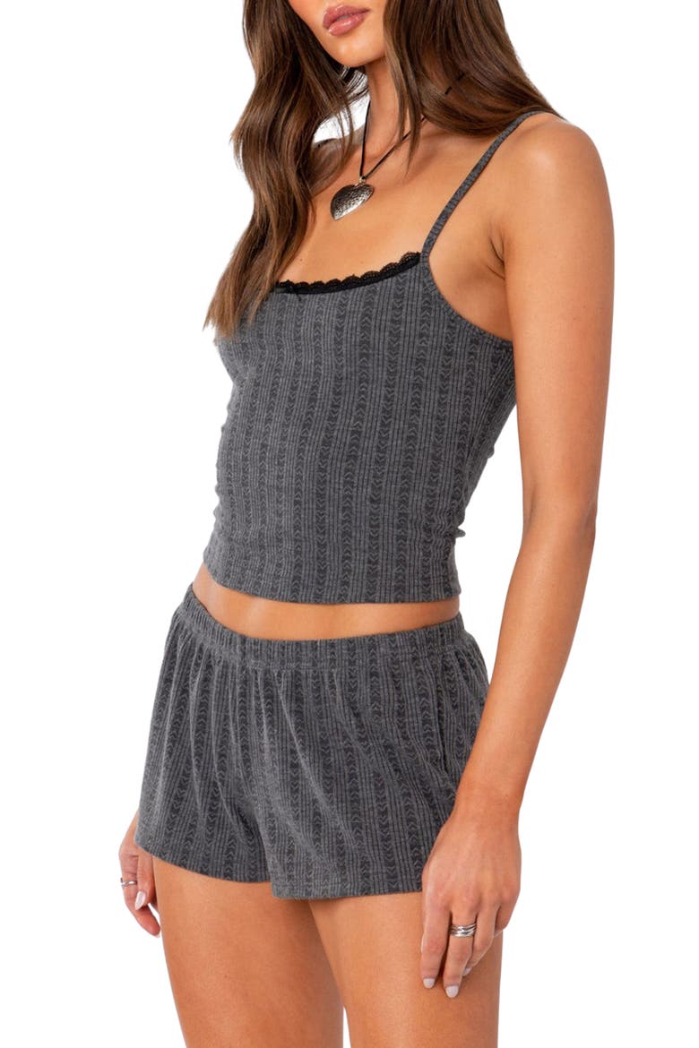 Irene Pointelle Crop Camisole, Alternate, color, GRAY