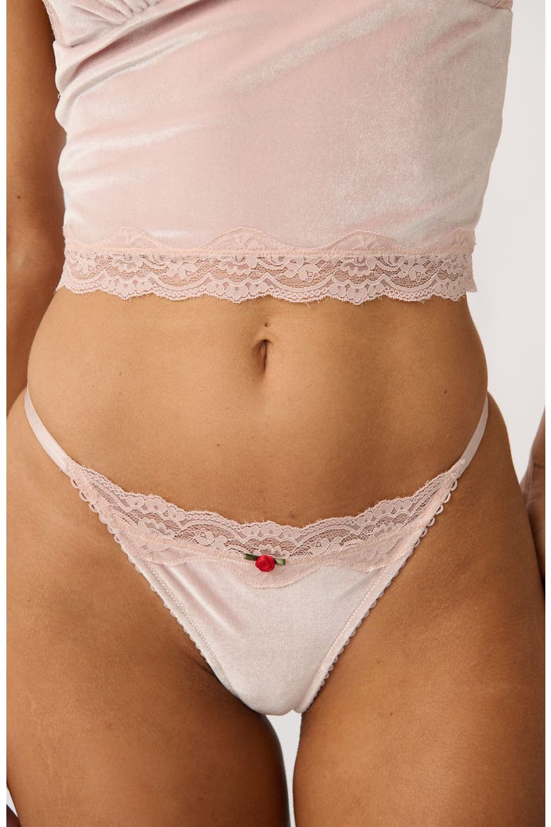 Polly Lace Trim Thong, Alternate, color, DUSTY PINK
