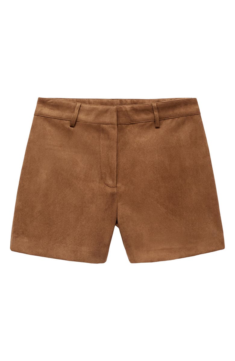 MANGO TEEN Faux Suede Shorts, Alternate, color, Medium Brown