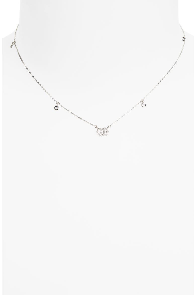 Double-G Diamond Pendant Necklace, Alternate, color, WHITE GOLD