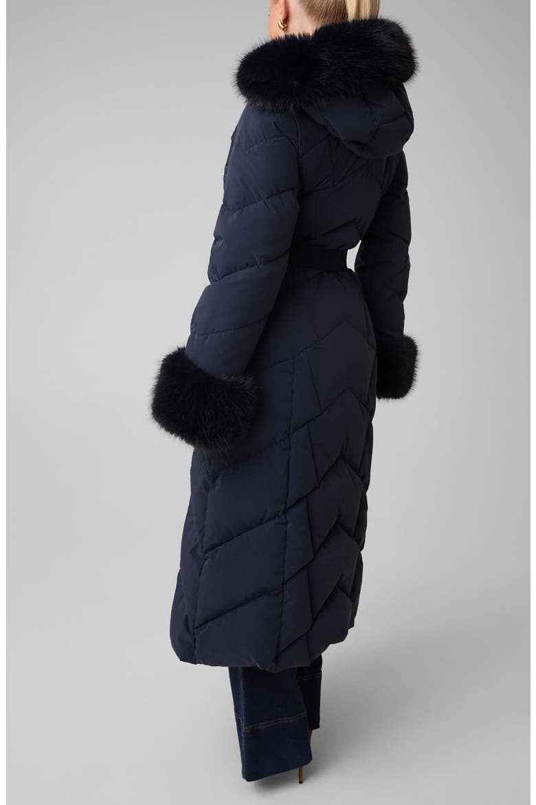 Vane Long Quilted Coat with Faux Fur Trim, Alternate, color, DARING OCEAN