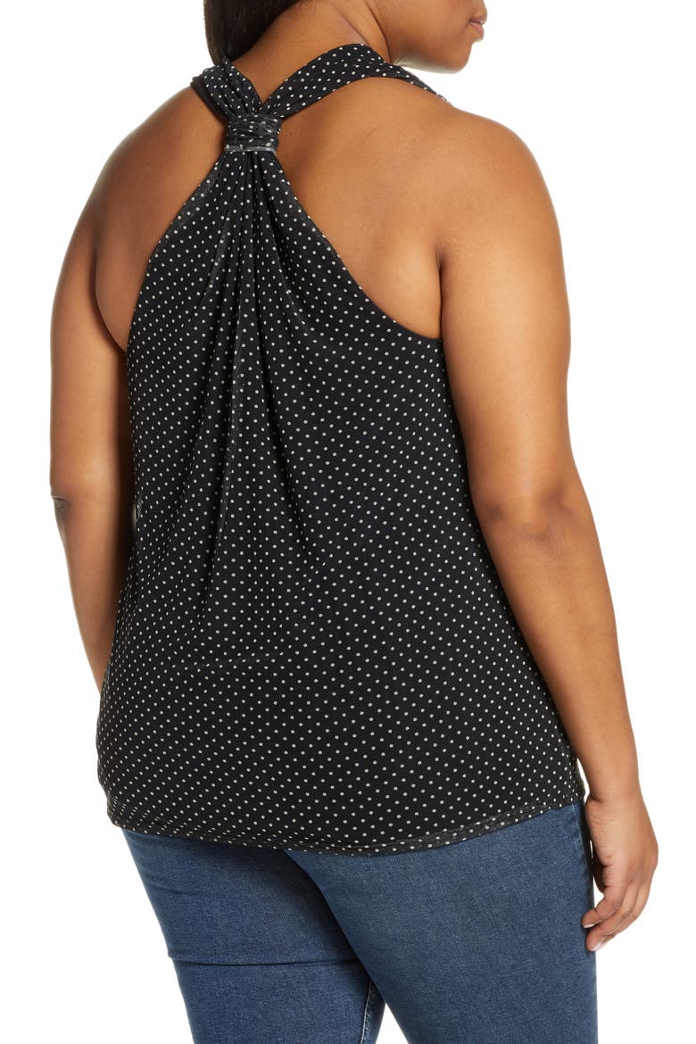 Dot Mesh Tank, Alternate, color, BLACK/ IVORY