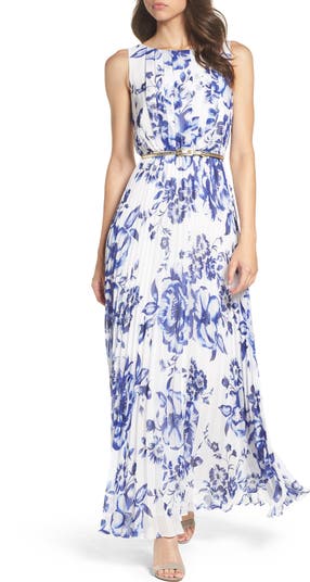 flared sleeve dress maxi GUNNE SAX for ModCloth Michella Bell Sleeve Boho Maxi Dress Misty Sky / 4X