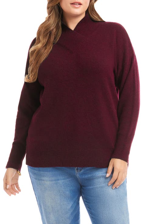 Crossover Collar Sweater (Plus)