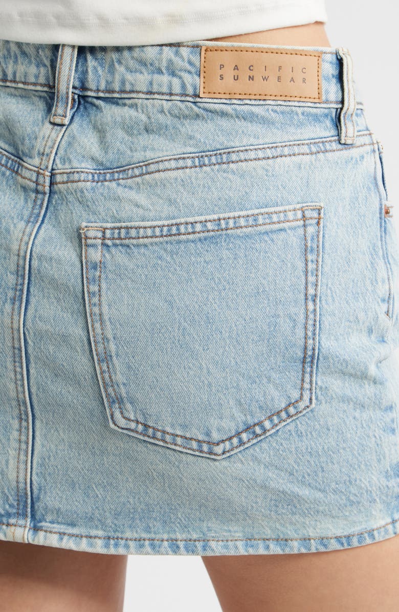 PacSun Chaya Mid Rise Denim Miniskirt, Alternate, color, Light Indigo