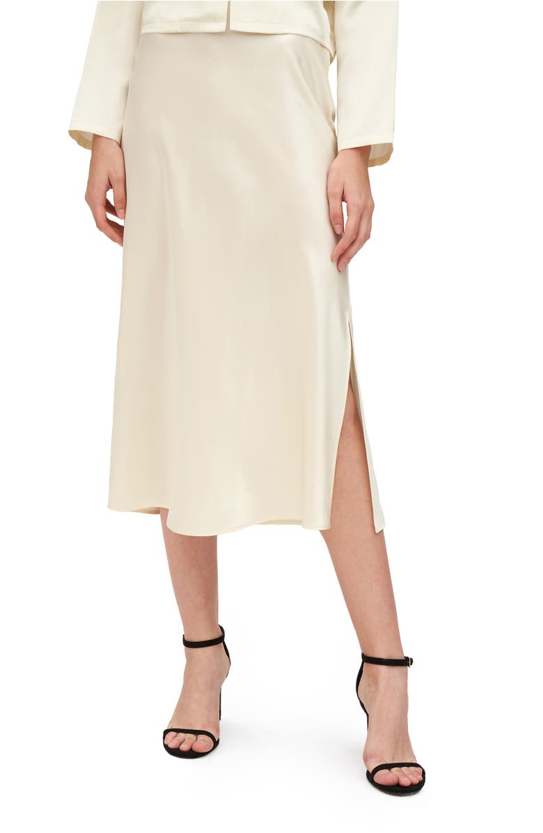 Lilysilk Women's Minimalist Aesthetic Silk Poppy Skirt, Main, color, Lily White