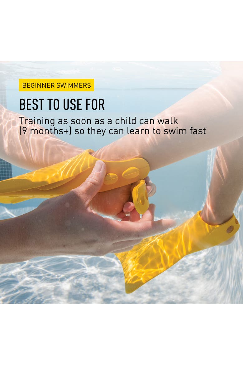 Fishtail 2 Swim Fins for Toddlers and Kids Builds Water Confidence Soft Rubber Fit Float Assist, Alternate, color, Yellow