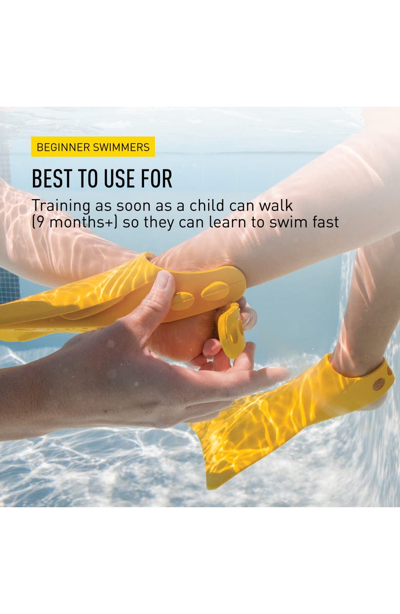 FINIS Fishtail 2 Swim Fins for Toddlers and Kids Builds Water Confidence Soft Rubber Fit Float Assist, Alternate, color, Yellow