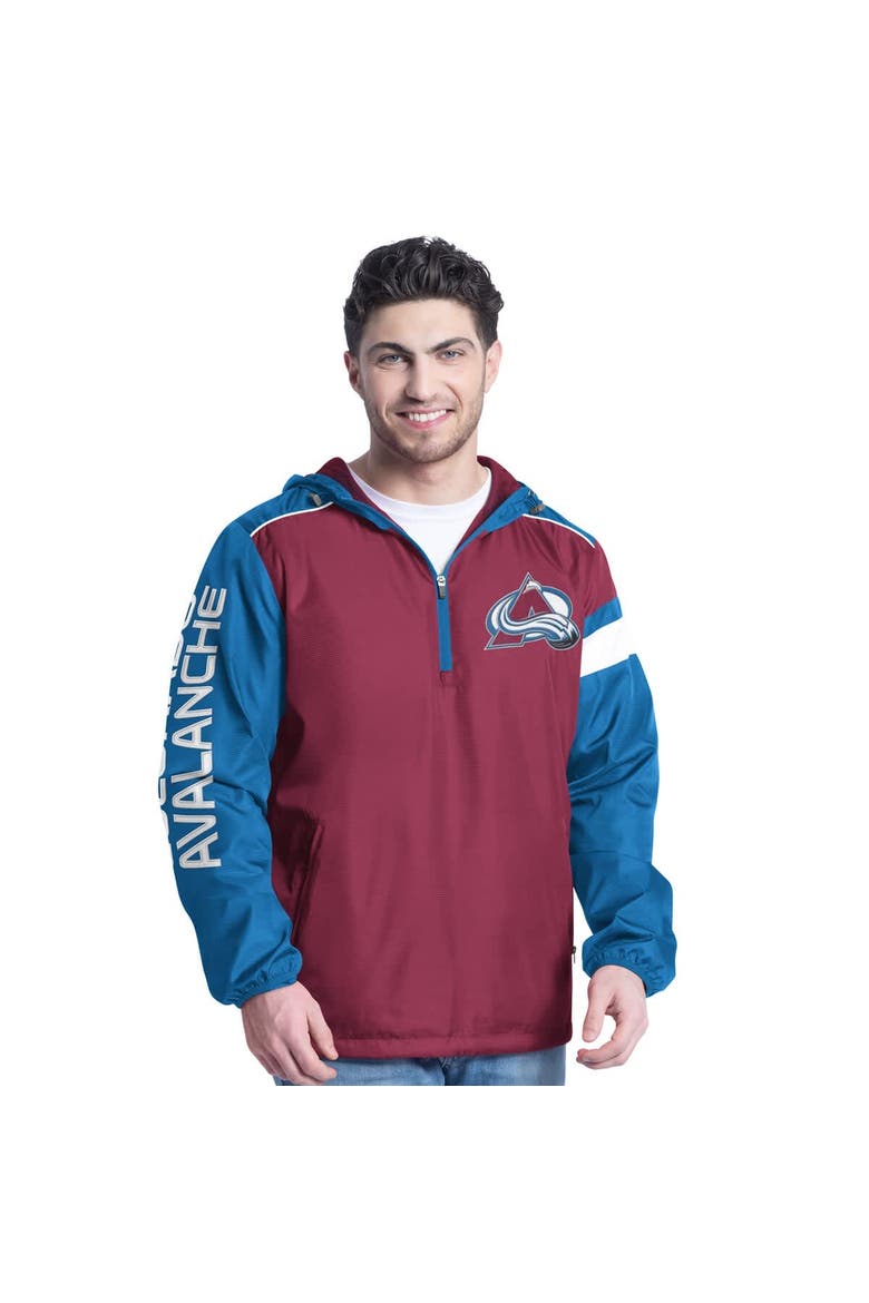 Men's G-III Sports by Carl Banks Burgundy/Navy Colorado Avalanche Lateral Half-Zip Hoodie Jacket, Main, color, Burgundy