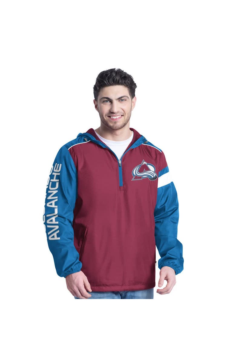 G-III SPORTS BY CARL BANKS Men's G-III Sports by Carl Banks Burgundy/Navy Colorado Avalanche Lateral Half-Zip Hoodie Jacket, Main, color, Burgundy