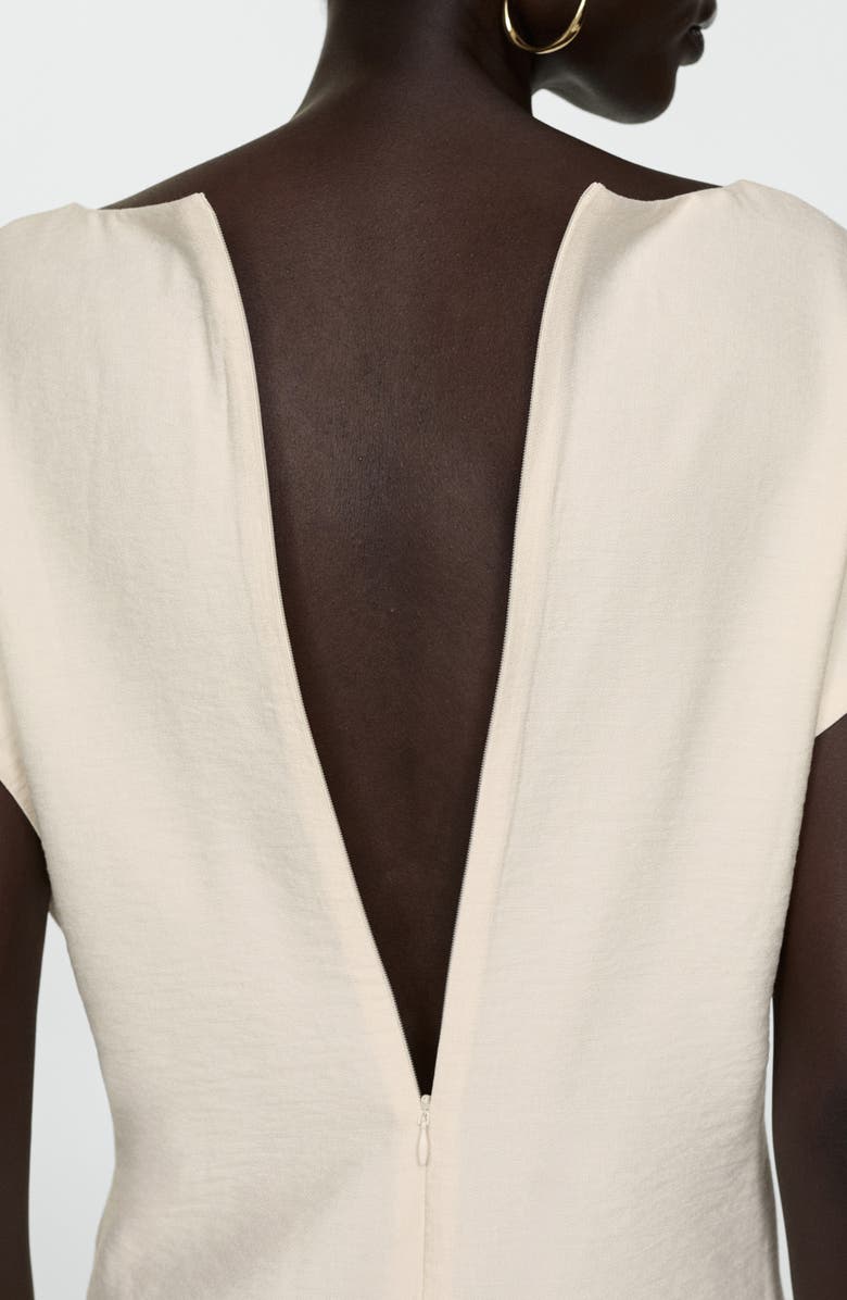 MANGO Lace Trim Dress, Alternate, color, Ecru