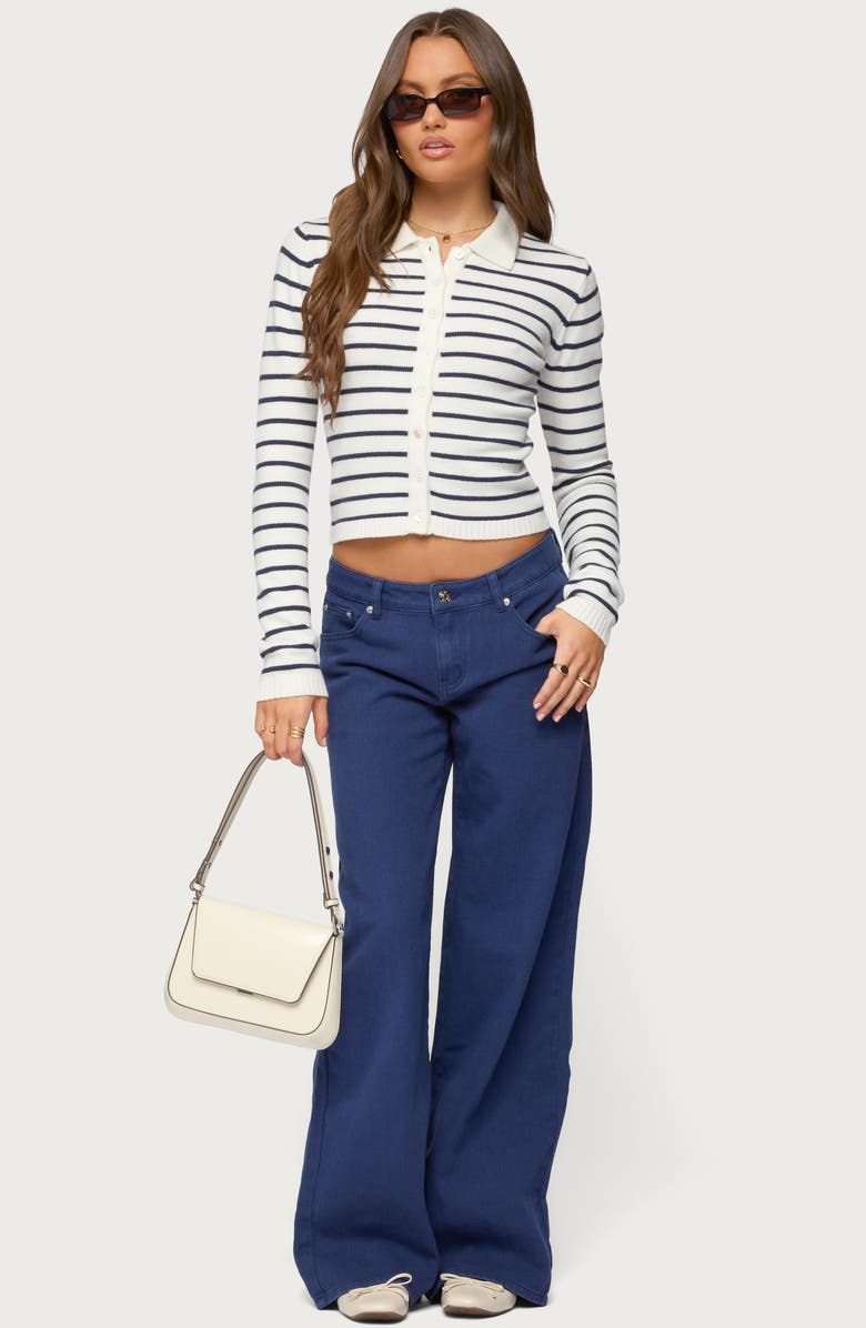 EDIKTED Daytime Low Rise Wide Leg Jeans, Alternate, color, Navy