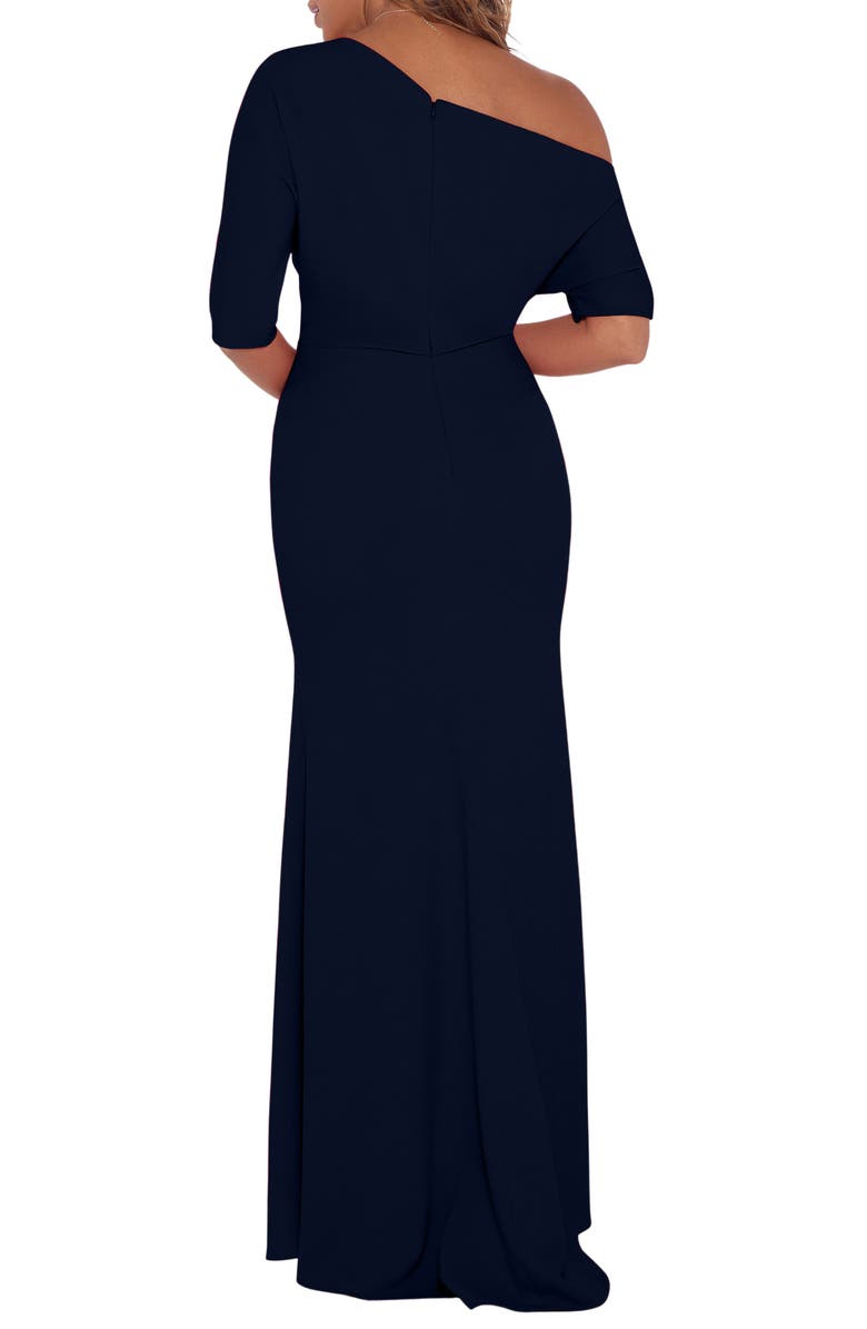 One-Shoulder Crepe Scuba Trumpet Gown