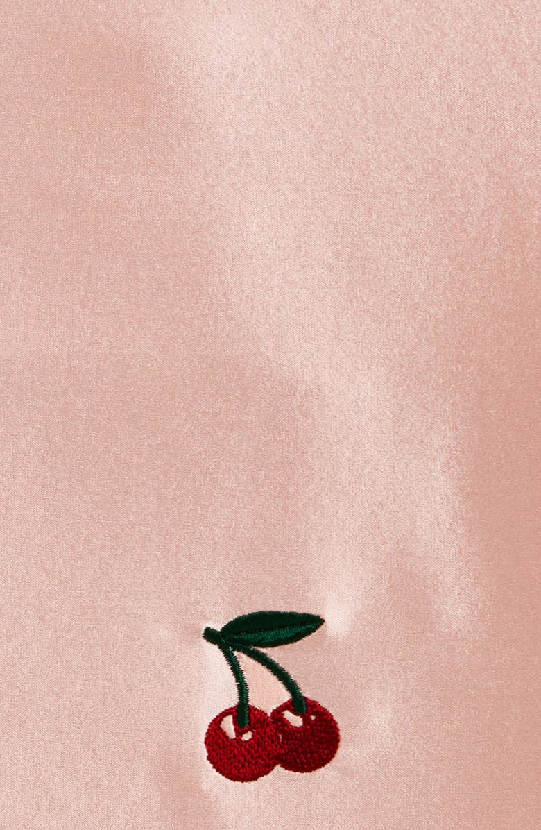 Lost Pattern Embroidered Satin Pillowcase & Sleep Mask Set, Alternate, color, Pink/ Heart/ Cherry