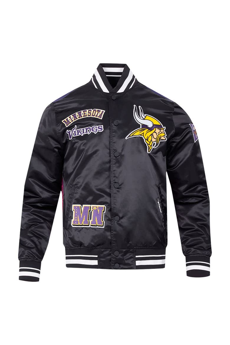 Men's Pro Standard Black Minnesota Vikings Sublimated Satin Full-Snap Jacket, Alternate, color, Black