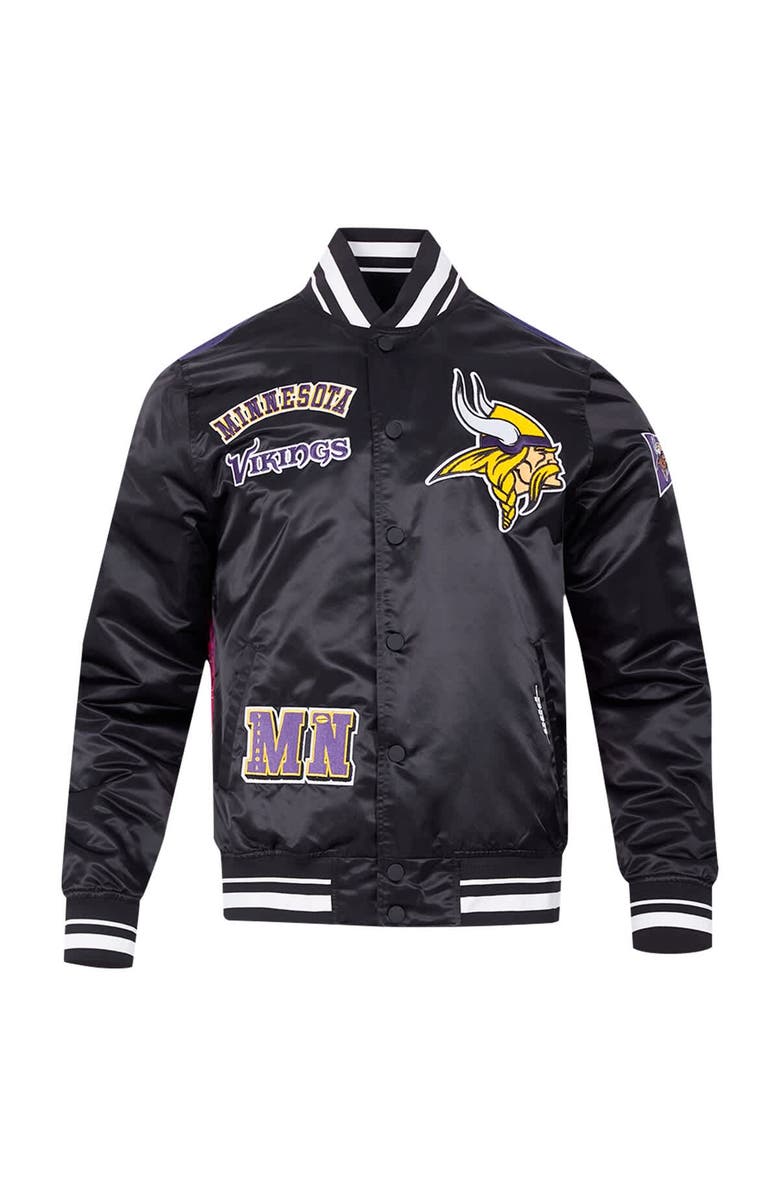 PRO STANDARD Men's Pro Standard Black Minnesota Vikings Sublimated Satin Full-Snap Jacket, Alternate, color, Black