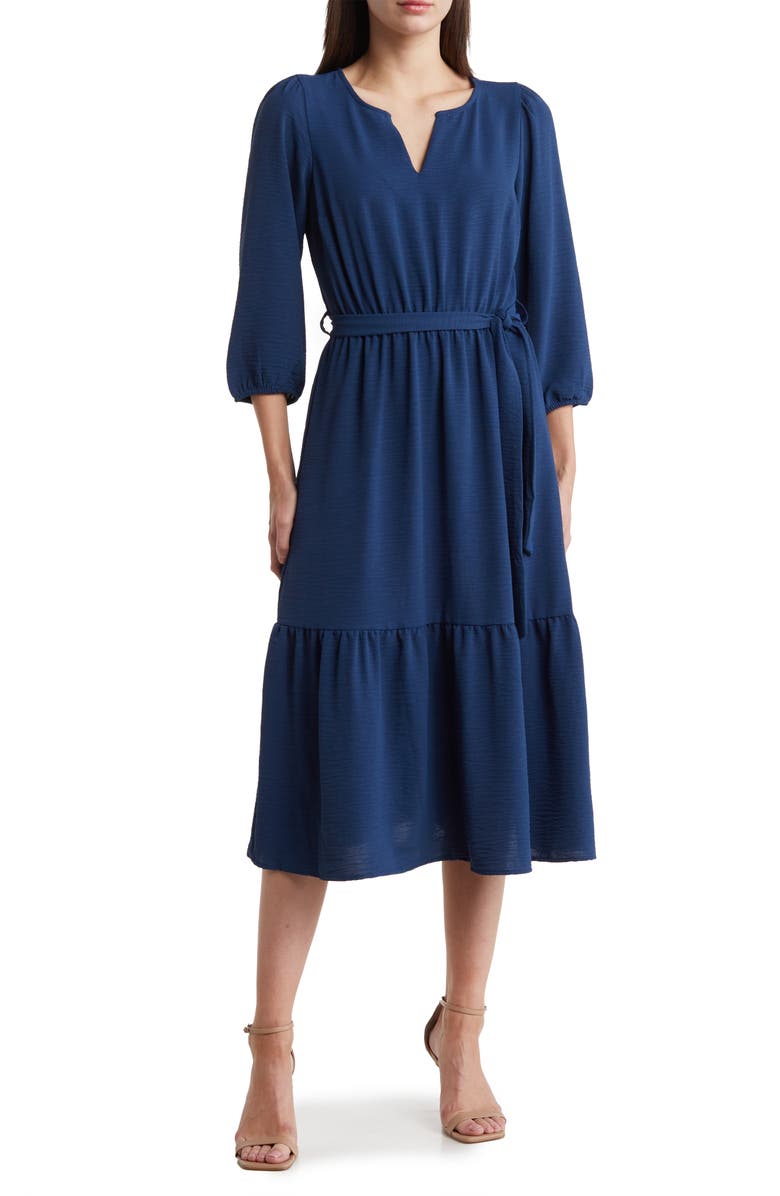 Lucky Brand Balloon Sleeve Tie Waist Dress, Main, color,