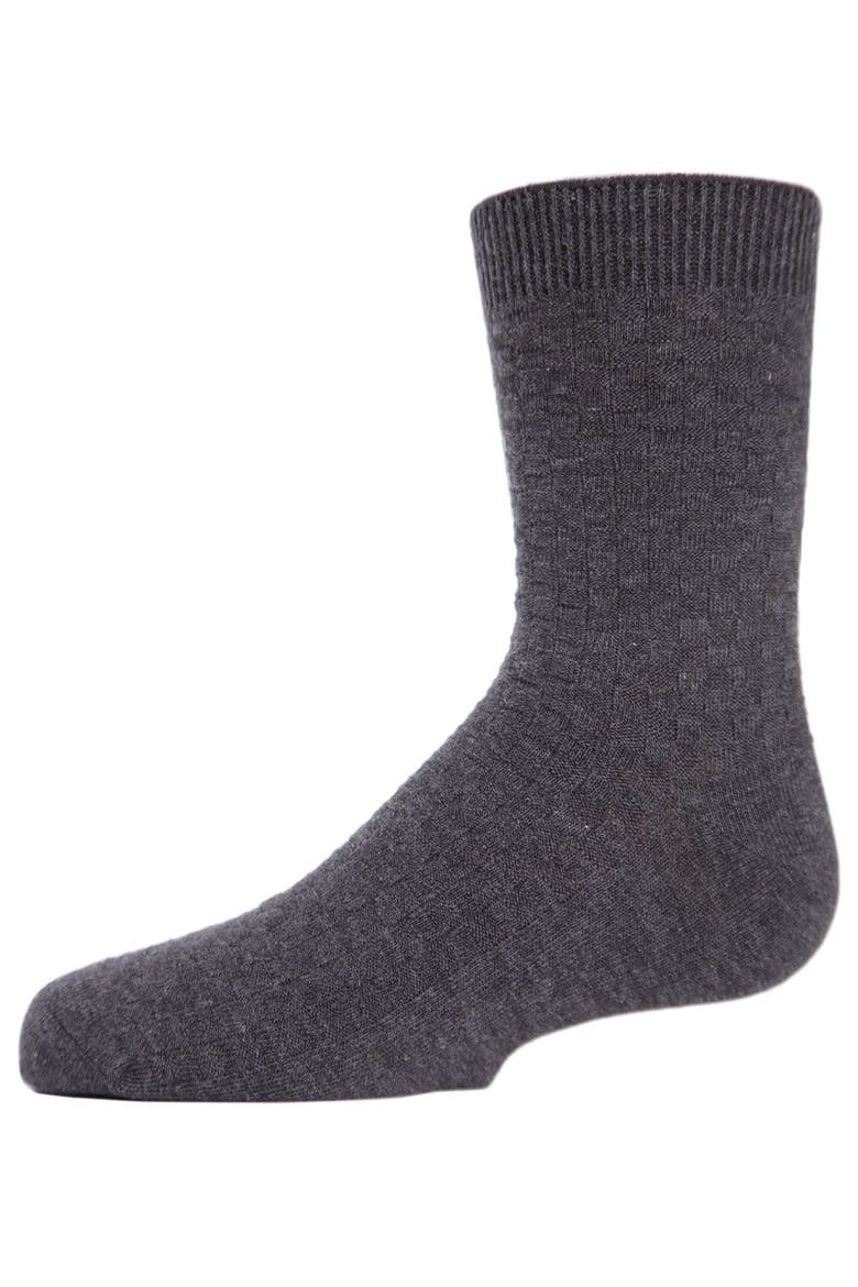 Basket Weave Mercerized Crew Socks, Main, color, Gray