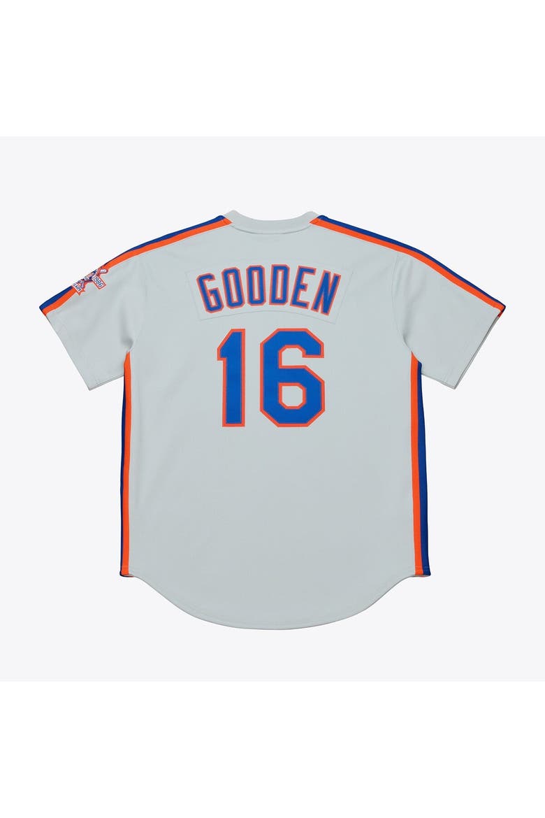 Men's Mitchell & Ness Dwight Gooden White New York Mets 1986 Authentic Jersey, Alternate, color, Gray